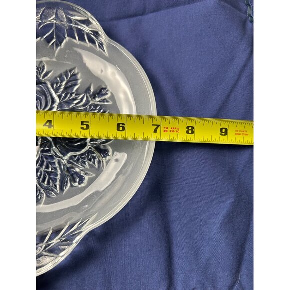 Vintage KIG Crystal Frosted Rose Embossed Glass 8.5” Serving Plate Floral Design - Picture 4 of 7